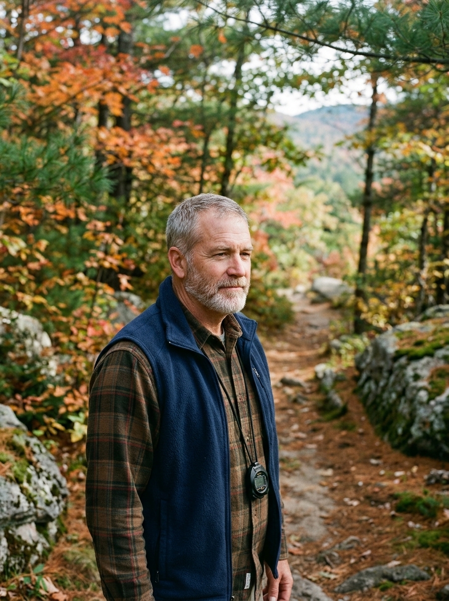 Thomas Kirkland on the cross country trail at the edge of campus
